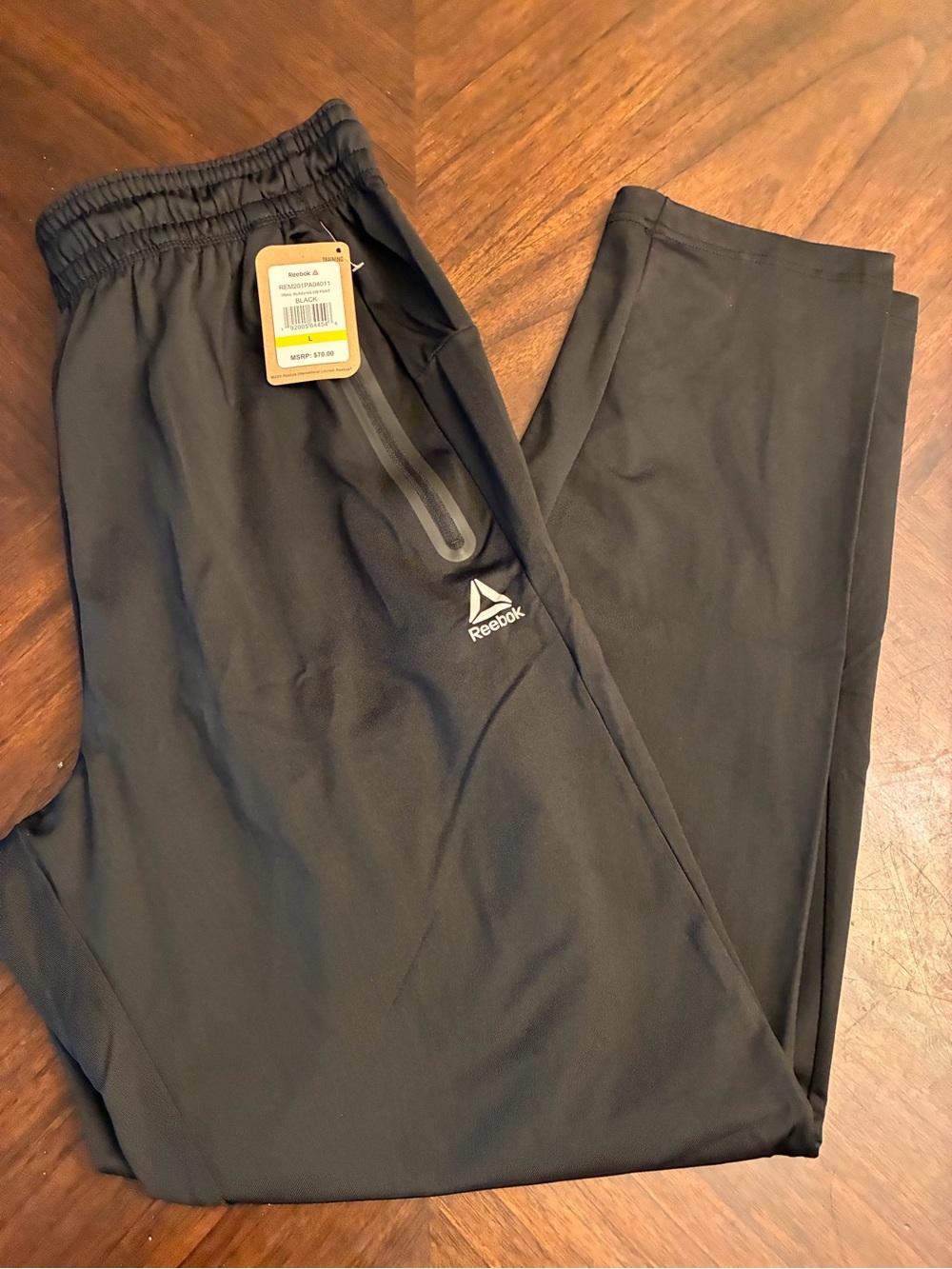New Mens Reebok trail running pants joggers black size large